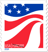 USPS Red White and Blue Flags Forever Stamp, 2014