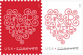 USPS Love Hearts Forever Stamps 2015, Love Stamps, Heart Stamps