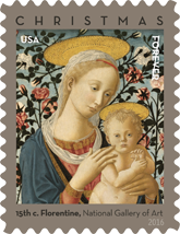 USPS Madonna and Child Christmas Forever Stamps 2016 - National Gallery of Art