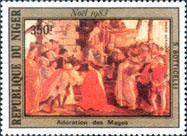 Postage stamp of the Adoration of the Kings by Sandro Botticelli