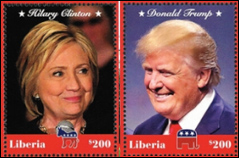 Hillary Clinton and Donald Trump - Race to the White House - 2016 Stamps from Libera