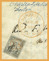 What some collectors regard as the first U.S. postage
stamp