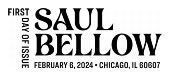 Saul Bellow cancel in black and white, USPS