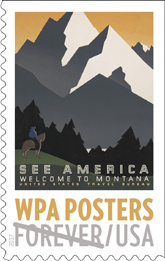 USPS WPA Poster stamps 2017, See America - Welcome to Montana WPA Poster