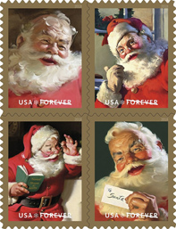 USPS Sparkling Holiday Santa Stamps 2018