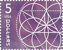 USPS - Floral Geometry $5.00 Rate Stamp, and $2.00 Rate Stamp 2022