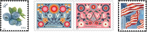 Sampling of USPS Stamp issues for 2022
