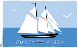 USPS - Schooner Stamped Card, 2025